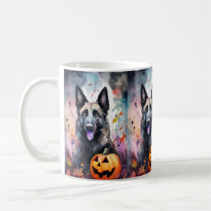 Halloween Belgischer Schäferhund mit Kürbissen Gru Kaffeetasse