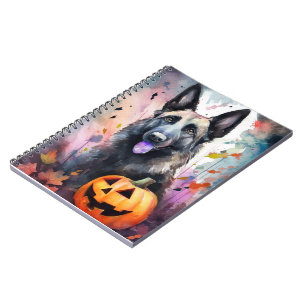 Halloween belgischer Schäferhund mit Pumpkins Beän Notizblock