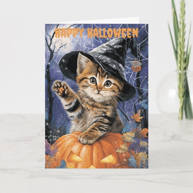 Halloween Bengal Cat Feiertagskarte (Vorderseite)