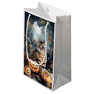 Halloween Bengalische Katze mit Pumpkins Beängstig Kleine Geschenktüte