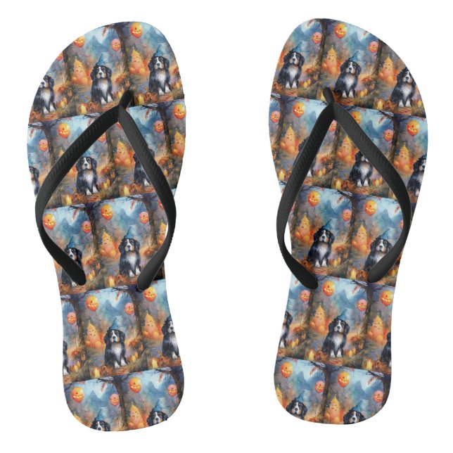 Halloween Berg mit Kürpen Beängstigend Flip Flops (Fußbett)