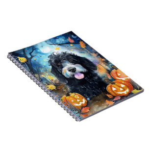 Halloween Bernedoodle mit Pumpkins Beängstigend Notizblock