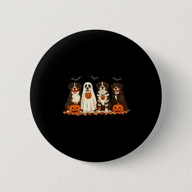 Halloween Bernese Mountain Dog Ghost Soky Bernese  Button (Vorderseite)