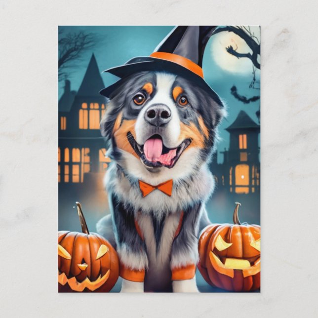 Halloween Bernese Mountain Dog Postkarte (Vorderseite)