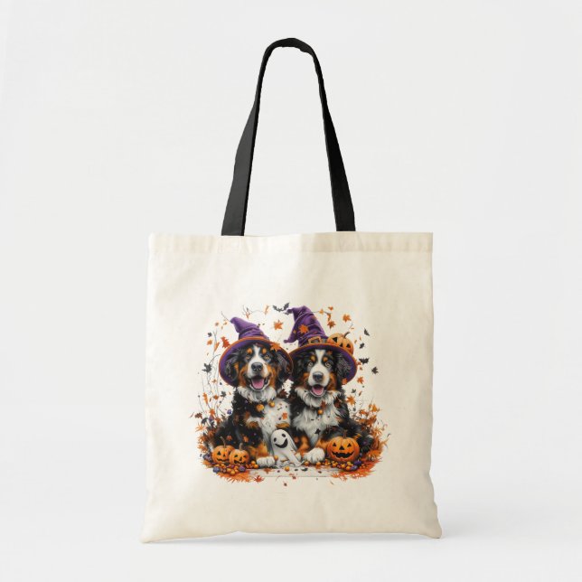 Halloween Bernese Mountain Hogs Hexenghost Tragetasche (Vorne)