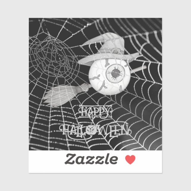 Halloween-Besen, beängstigender Augapfel, Spinnenn Aufkleber (Blatt)