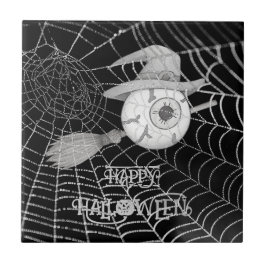 Halloween-Besen, beängstigender Augapfel, Spinnenn Fliese