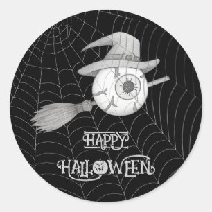 Halloween-Besen, beängstigender Augapfel, Spinnenn Runder Aufkleber