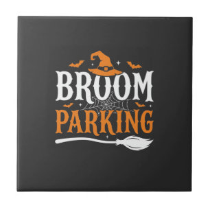 Halloween Besenparkplatz Hexenhut Grafik Fliese