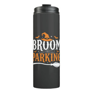 Halloween Besenparkplatz Hexenhut Grafik Thermosbecher