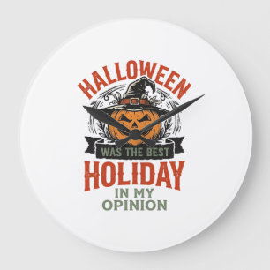 Halloween Bester Feiertag Vintage Kürbis-Shirt-Des Große Wanduhr