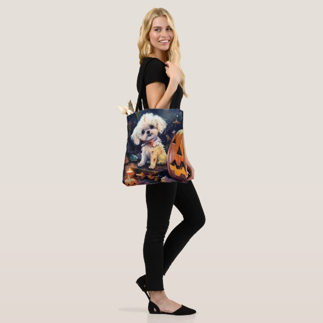 Halloween Bichon Frise mit Pumpkins Beängstigend Tasche (Am Model)