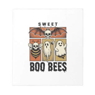 Halloween-Bienen-Wortspiel Vintage-Stich Ghost Bee Notizblock