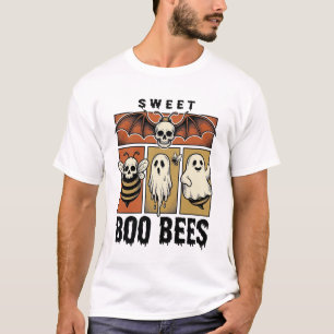 Halloween-Bienen-Wortspiel Vintage-Stich Ghost Bee T-Shirt