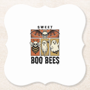 Halloween-Bienen-Wortspiel Vintage-Stich Ghost Bee Untersetzer