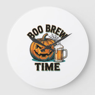Halloween-Bier-Shirt Vintage-Kürbis-Party-T-Shirt_ Große Wanduhr