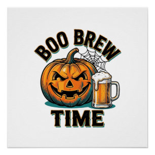 Halloween-Bier-Shirt Vintage-Kürbis-Party-T-Shirt_ Poster