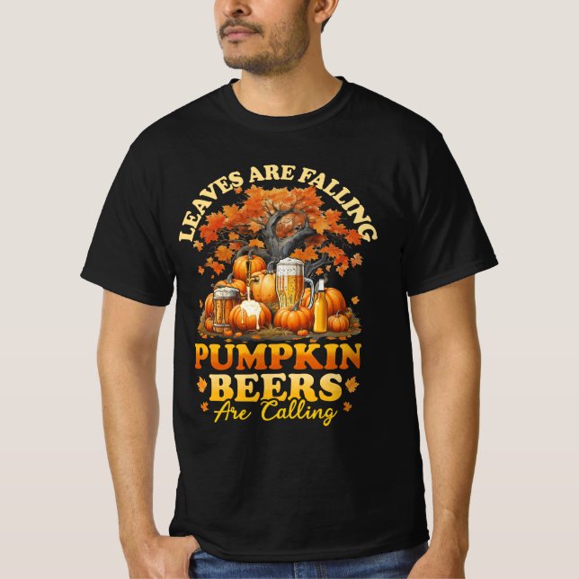Halloween-Bierbiers fallen in Kürbisbiers T-Shirt (Vorderseite)