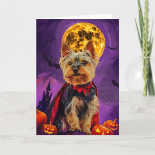 Halloween Biewer Terrier Hund Kürbisse Gruselig  Karte