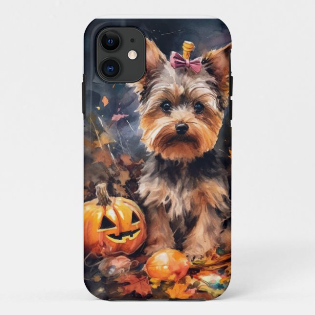 Halloween Biewer Terrier mit Pumpkins Beängstigend Case-Mate iPhone Hülle (Rückseite)