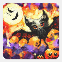 Halloween Big-Eye Bat Moon Jack-o-Lantern Bats