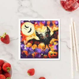 Halloween Big-Eye Bat Moon Jack-o-Lantern Bats Serviette