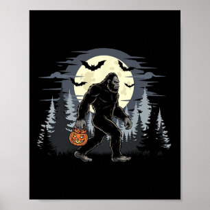Halloween Bigfoot Sasquatch im Wald Jack-o-l Poster