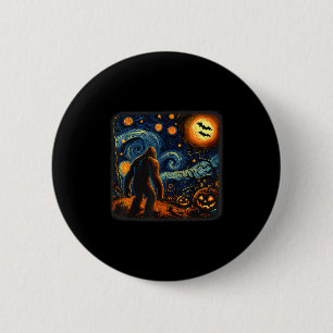 Halloween Bigfoot Sternennacht Van Gogh Sasquatch Button