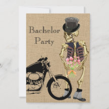 Halloween Biker Skeleton Bachelor Party Einladung