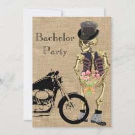 Halloween Biker Skeleton Bachelor Party Einladung