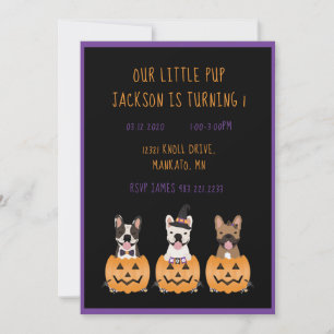 Halloween Birthday French Bulldogs Einladung