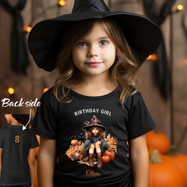 Halloween Birthday Girl Name Black T - Shirt (Halloween Witch Birthday Girl Name Black T-Shirt)