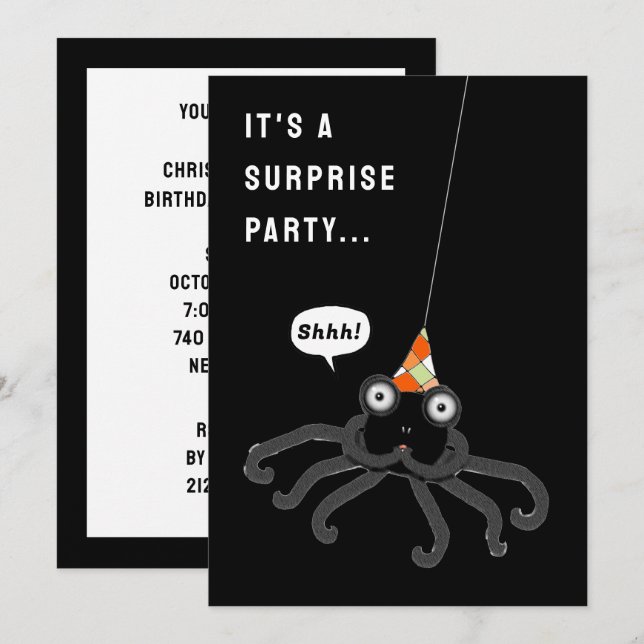 Halloween Birthday Surprise Party Einladung (Vorne/Hinten)