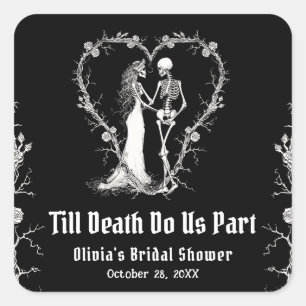 Halloween Bis dass der Tod uns scheidet - Brautpar Quadratischer Aufkleber