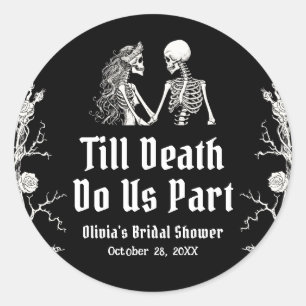 Halloween Bis dass der Tod uns scheidet Brautparty Runder Aufkleber