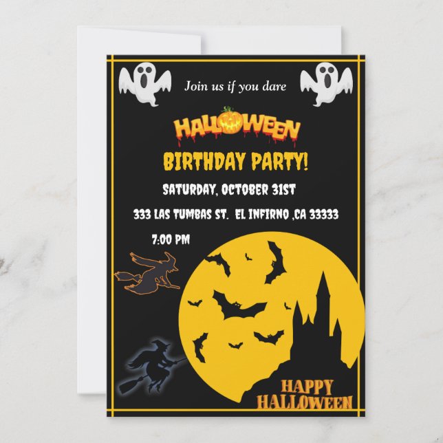 Halloween Bithday party Einladung (Vorderseite)