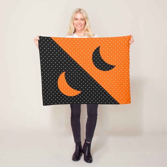 Halloween Black and Orange Polka Dots Fleecedecke (Beispiel)