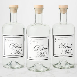 Halloween Black and White Apothecary Drink Me! Alkoholflaschenetikett