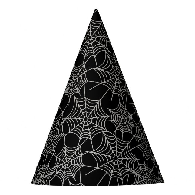 Halloween Black and White Cobweb Party Hat Partyhütchen (Vorderseite)