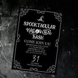Halloween Black and White Extravagant Witz Club Pa Einladung
