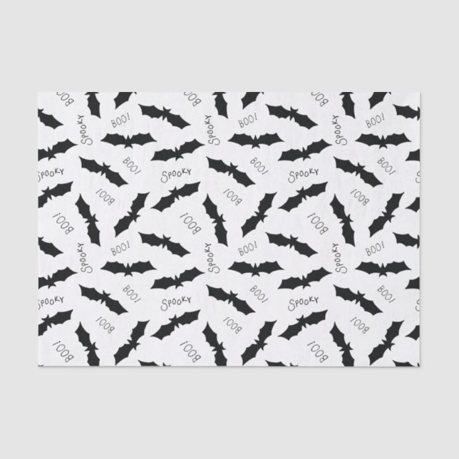 Halloween Black Bat Boo Spooky Muster Seidenpapier (Vorderseite)