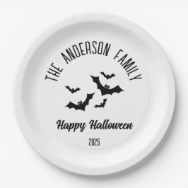 Halloween Black Bats Personalisiert Name Year Pappteller