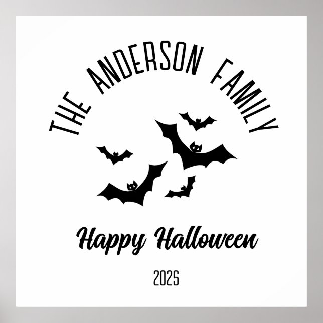 Halloween Black Bats Personalisiert Name Year Poster (Vorne)