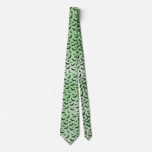 Halloween Black Bats Random Muster Green BG Krawatte