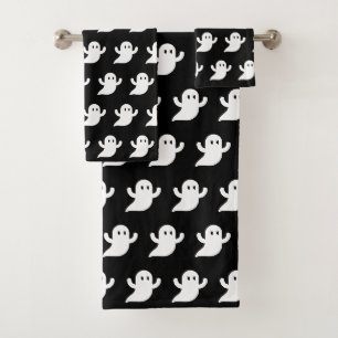 Halloween Black Boo Ghosts Muster Spooky Beängstig Badhandtuch Set