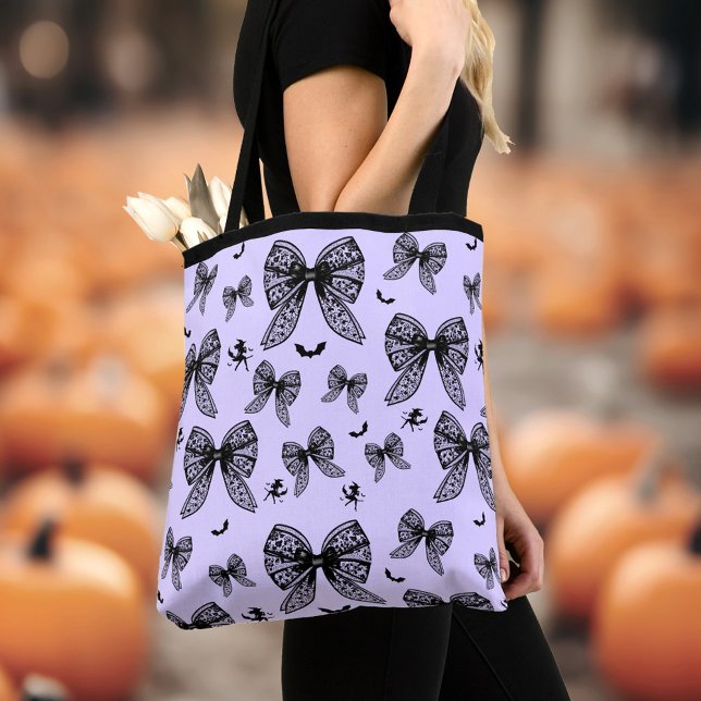 Halloween Black Bow Coquette Lila Hexe Tasche (Halloween Black Bow Coquette Purple Witch Tote Bag)