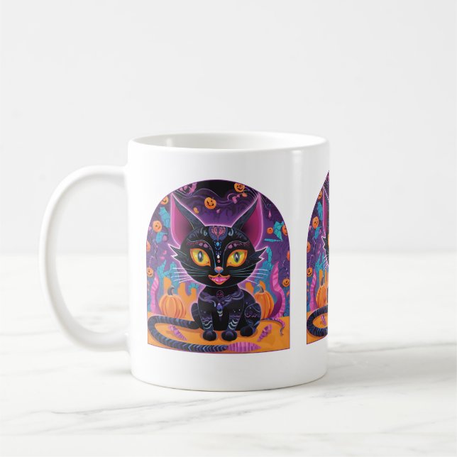 Halloween Black Cat Alebrije Kaffeetasse (Links)