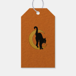 Halloween Black Cat and Cresent Moon Gift Tag Geschenkanhänger