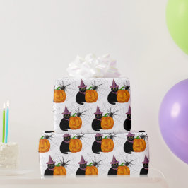 Halloween Black Cat and Pumpkin Pattern Craft Geschenkpapier