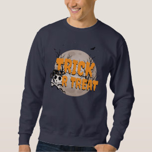 Halloween Black Cat and Skull Trick oder Trete Sweatshirt
